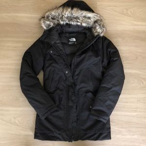 The north face hooded parka faux fur trim XS